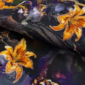 Formális és női anyagok PUNTA DI ROMA Flowers black digital print