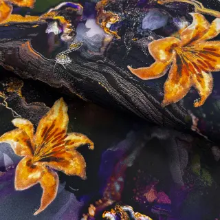 Formális és női anyagok PUNTA DI ROMA Flowers black digital print