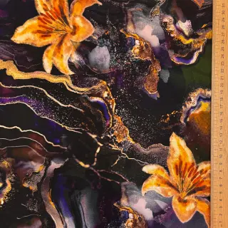 Formális és női anyagok PUNTA DI ROMA Flowers black digital print