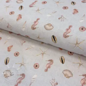Dekorációs anyag Shells linen ecru digital print