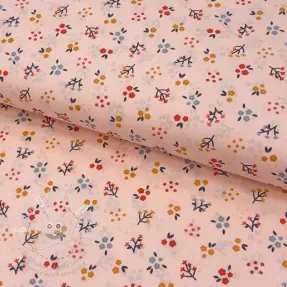 Pamutvászon Small flowers light salmon ORGANIC