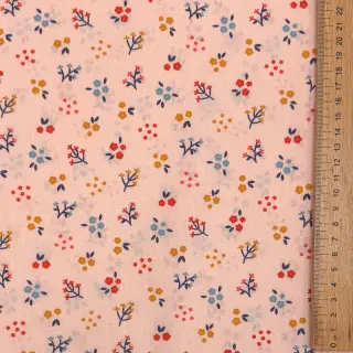 Pamutvászon Small flowers light salmon ORGANIC