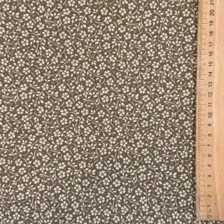 Pamutvászon Flowers and dots moss green