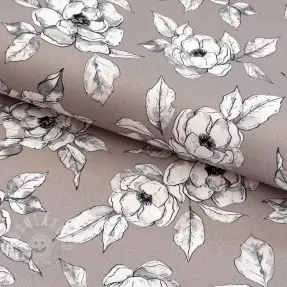 Dekorációs anyag Flowers taupe digital print