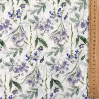 Viszkóz DOBBY Flowers white digital print