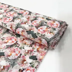 Viszkóz POPLIN STRETCH My flowers green digital print