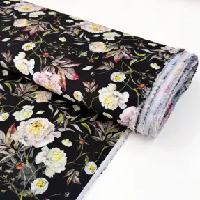 Formális és női anyagok MAGNOLIA STRETCH Flowers bouquet black