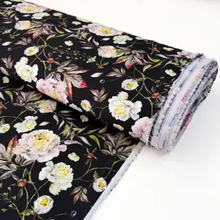 Formális és női anyagok MAGNOLIA STRETCH Flowers bouquet black
