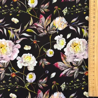 Formális és női anyagok MAGNOLIA STRETCH Flowers bouquet black