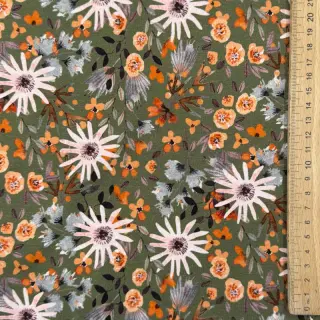 Szabadidő anyag fésült Flowers forest green digital print