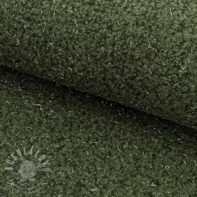 Kabát anyag BOUCLE LUREX dark green