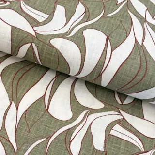 Lenvászon pamuttal WASHED Abstract olive