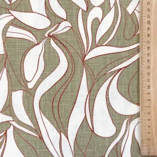 Lenvászon pamuttal WASHED Abstract olive