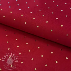 Kordbársony vékony FOIL GOLD Dot red