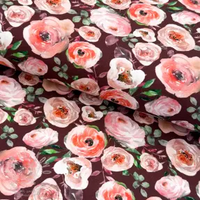 Jersey Roses burgundy digital print
