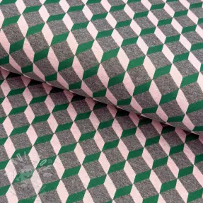 Kosztüm szövet KNITTED JACQUARD Graphic green