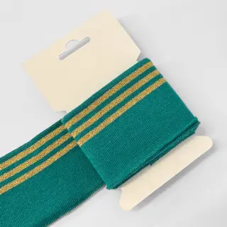 Körkötött passzé CUFF LUREX 7 cm teal/gold
