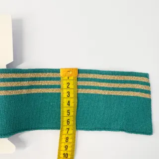 Körkötött passzé CUFF LUREX 7 cm teal/gold