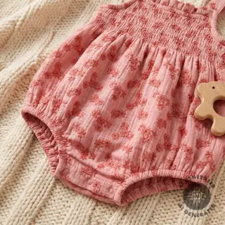 Dupla géz/muszlin EMBROIDERY Tossed flowers blush