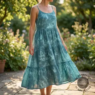 Dupla géz/muszlin TIE DYE dark cyan
