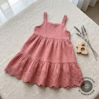Dupla géz/muszlin 1-side border blush