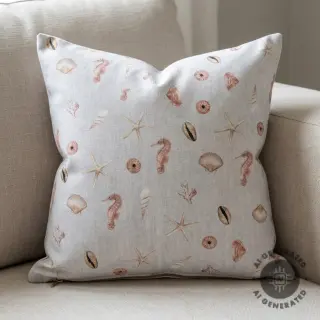 Dekorációs anyag Shells linen ecru digital print