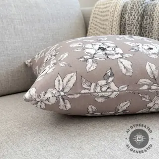 Dekorációs anyag Flowers taupe digital print