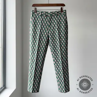 Kosztüm szövet KNITTED JACQUARD Graphic green