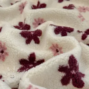 Kabát anyag TEDDY JACQUARD Flowers off white