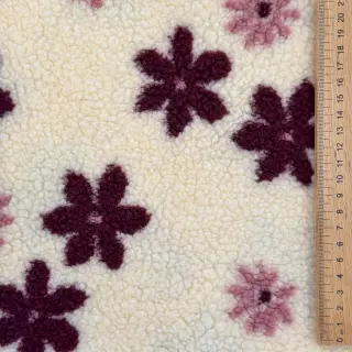 Kabát anyag TEDDY JACQUARD Flowers off white