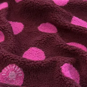 Kabát anyag TEDDY JACQUARD Dots burgundy