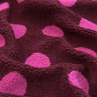 Kabát anyag TEDDY JACQUARD Dots burgundy