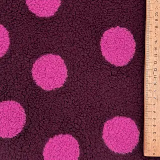 Kabát anyag TEDDY JACQUARD Dots burgundy