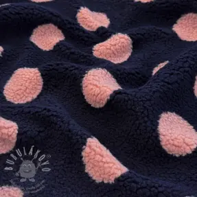 Kabát anyag TEDDY JACQUARD Dots navy