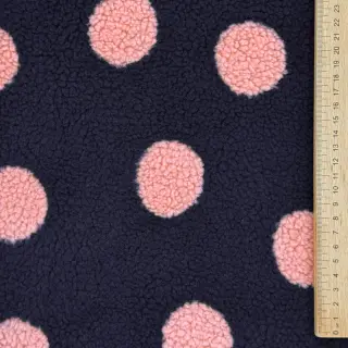 Kabát anyag TEDDY JACQUARD Dots navy