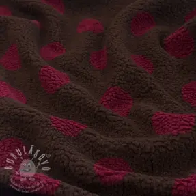 Kabát anyag TEDDY JACQUARD Dots dark brown