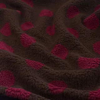 Kabát anyag TEDDY JACQUARD Dots dark brown
