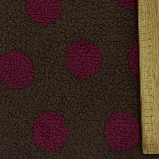 Kabát anyag TEDDY JACQUARD Dots dark brown