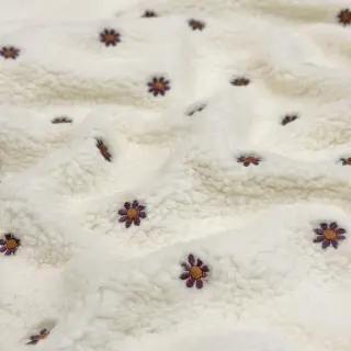 Kabát anyag TEDDY EMBROIDERY Mini ecru