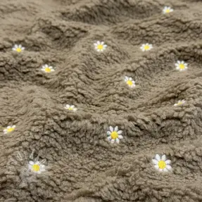 Kabát anyag TEDDY EMBROIDERY Mini taupe