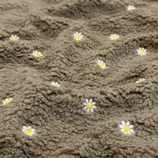 Kabát anyag TEDDY EMBROIDERY Mini taupe