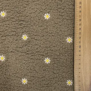 Kabát anyag TEDDY EMBROIDERY Mini taupe