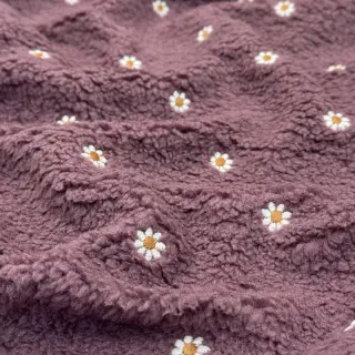 Kabát anyag TEDDY EMBROIDERY Mini rosewood