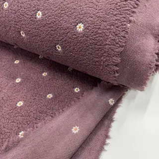 Kabát anyag TEDDY EMBROIDERY Mini rosewood