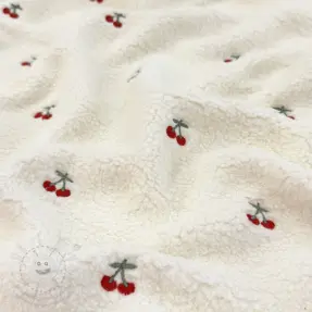 Kabát anyag TEDDY EMBROIDERY Cherries