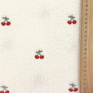 Kabát anyag TEDDY EMBROIDERY Cherries