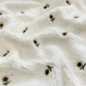 Kabát anyag TEDDY JACQUARD EMBROIDERY Sunflower