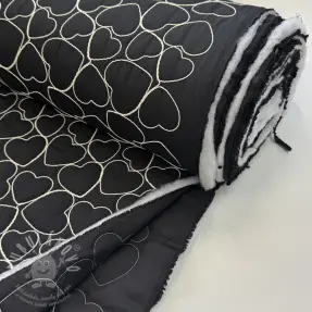 Steppelt anyag EMBROIDERY Hearts black