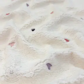 Kabát anyag TEDDY EMBROIDERY Hearts ecru