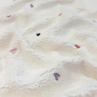 Kabát anyag TEDDY EMBROIDERY Hearts ecru